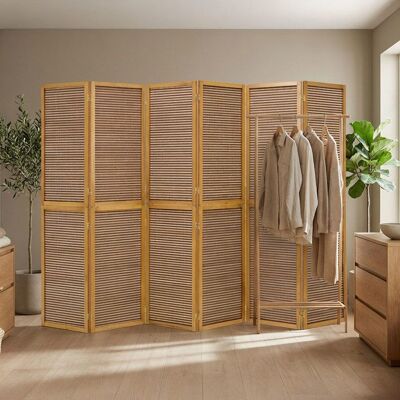 HOMESTYLE4U Paravent brun à montants en bois 6 panneaux – grand paravent et brise-vue en bois Marron - Publicité HOMESTYLE4U Paravent brun à montants en bois 6 panneaux – grand paravent et brise-vue en bois Marron - Publicité