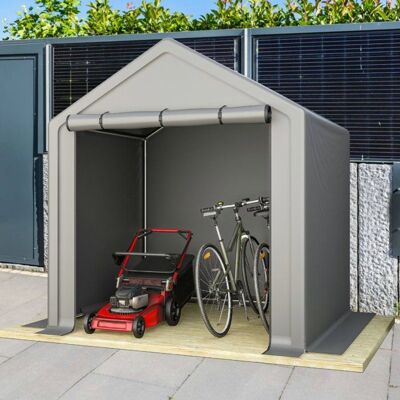 LANGTU Abri de jardin 190 x 170 x 200 cm garage à vélos abri à outils tente de garage cabane de jardin tente de rangement gris fonc Gris - Publicité LANGTU Abri de jardin 190 x 170 x 200 cm garage à vélos abri à outils tente de garage cabane de jardin tente de rangement gris fonc Gris - Publicité