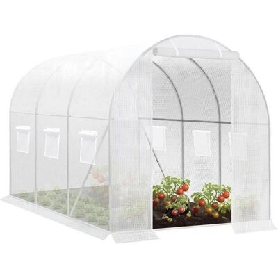 WOLTU Serre de Jardin en Tube d’Acier Galvanisé et PE 6 Fenêtres et 1 Porte Zippée Enrouleur 200x300x190cm Blanc W0UETT0042 Blanc - Publicité WOLTU Serre de Jardin en Tube d’Acier Galvanisé et PE 6 Fenêtres et 1 Porte Zippée Enrouleur 200x300x190cm Blanc W0UETT0042 Blanc - Publicité