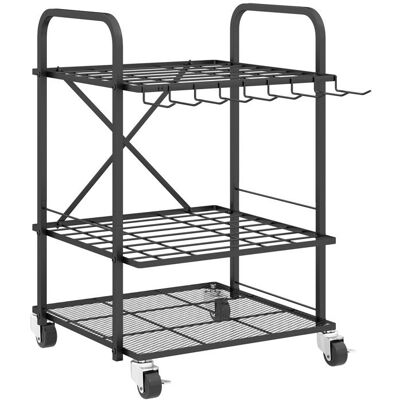 Organisateur doutils de jardin - Outsunny - 40 compartiments - à 2 niveaux - sur roulettes - pour abri garage - noir Noir - Publicité Organisateur doutils de jardin - Outsunny - 40 compartiments - à 2 niveaux - sur roulettes - pour abri garage - noir Noir - Publicité