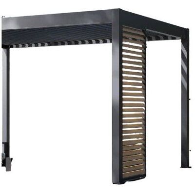Panneau brise-vue - OMBREA - Ventelles horizontales - 1 m - Aluminium - Anthracite et ventelles finition bois Gris - Publicité Panneau brise-vue - OMBREA - Ventelles horizontales - 1 m - Aluminium - Anthracite et ventelles finition bois Gris - Publicité
