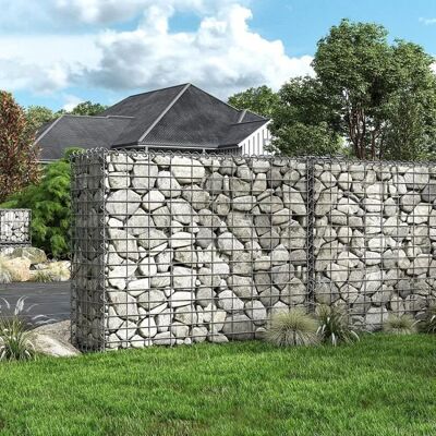 Gabion en maille d'acier SONGMICS - 100x80x30cm - Argent - Publicité Gabion en maille d'acier SONGMICS - 100x80x30cm - Argent - Publicité