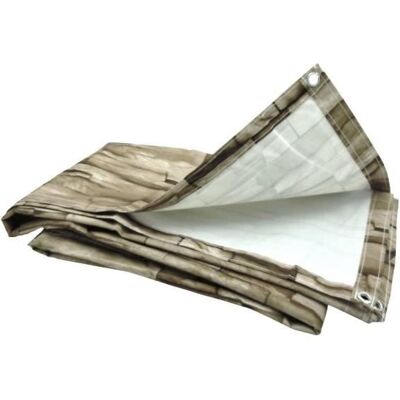 Brise vue beige imitation mur en pierres - TERRE JARDIN - 1.5 x 5 - Polyester - 160 g/m2 - Oeillets métalliques Beige - Publicité Brise vue beige imitation mur en pierres - TERRE JARDIN - 1.5 x 5 - Polyester - 160 g/m2 - Oeillets métalliques Beige - Publicité