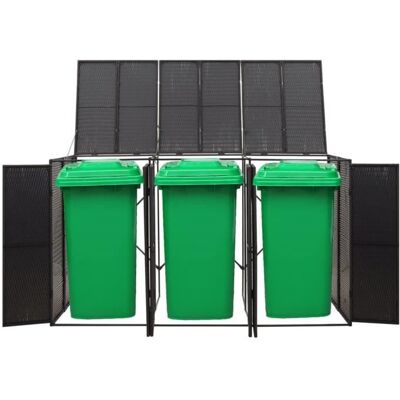 Abri pour poubelle triple CUQUE en résine tressée noire 207x80x117 cm Blanc - Publicité Abri pour poubelle triple CUQUE en résine tressée noire 207x80x117 cm Blanc - Publicité