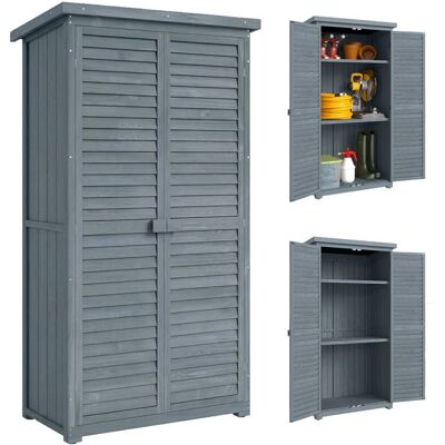 Armoire de jardin - Outsunny - 2 étagères - toit bitumé incliné - portes persiennes - 87 x 47 x 160 cm - gris Gris - Publicité Armoire de jardin - Outsunny - 2 étagères - toit bitumé incliné - portes persiennes - 87 x 47 x 160 cm - gris Gris - Publicité