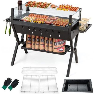 COSTWAY Brasero Extérieur Multifonctionnel avec Barbecue en Acier Inoxydable Etagère de Rangement 98 x 42 x 68 cm Noir - Publicité COSTWAY Brasero Extérieur Multifonctionnel avec Barbecue en Acier Inoxydable Etagère de Rangement 98 x 42 x 68 cm Noir - Publicité