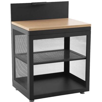 SWEEEK Module de cuisine extérieure acier et décor bois 1 étagère L80cm MILOS Noir - Publicité SWEEEK Module de cuisine extérieure acier et décor bois 1 étagère L80cm MILOS Noir - Publicité