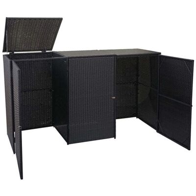 DÉCOSHOP26 Abri de poubelles exterieur conteneurs a ordures avec couvercle jusqu a 3 bacs en poly rotin noir 3x120 litres 04_0000952 Noir - Publicité DÉCOSHOP26 Abri de poubelles exterieur conteneurs a ordures avec couvercle jusqu a 3 bacs en poly rotin noir 3x120 litres 04_0000952 Noir - Publicité
