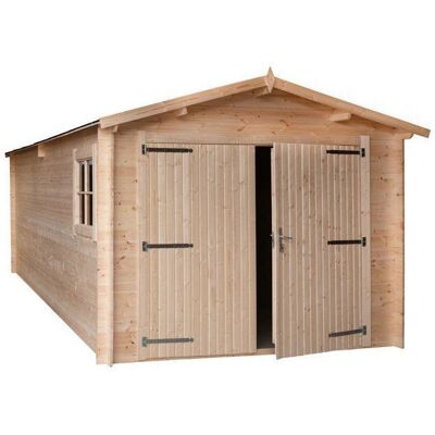 GARTFLEX Garage en bois ep 28mm surface utile 17.42m² INT013 Beige - Publicité GARTFLEX Garage en bois ep 28mm surface utile 17.42m² INT013 Beige - Publicité