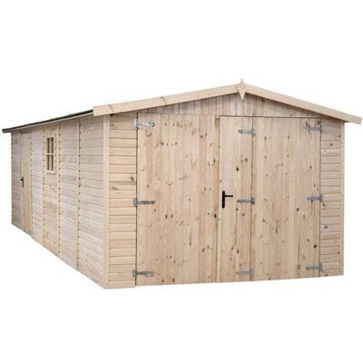 GARTFLEX Garage en bois ep 19mm surface utile 17.02 m² INT035 Beige - Publicité GARTFLEX Garage en bois ep 19mm surface utile 17.02 m² INT035 Beige - Publicité