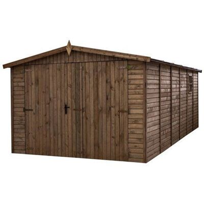 GARTFLEX Garage en bois traité ep 19mm surface utile 17.02 m² INT033 Marron - Publicité GARTFLEX Garage en bois traité ep 19mm surface utile 17.02 m² INT033 Marron - Publicité