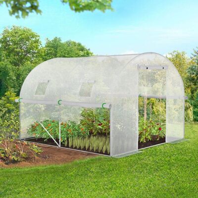 IDMARKET Bâche de rechange pour serre de jardin tunnel 6m² 3 x 2 x 2 m anti-UV avec porte et fenêtres ROMA blanche toutes saisons Blanc - Publicité IDMARKET Bâche de rechange pour serre de jardin tunnel 6m² 3 x 2 x 2 m anti-UV avec porte et fenêtres ROMA blanche toutes saisons Blanc - Publicité