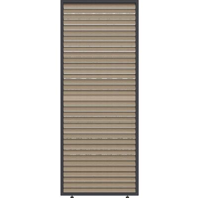 Panneau brise-vue - OMBREA - Ventelles horizontales mobiles - 1 m - Aluminium - Anthracite et ventelles finition bois Gris - Publicité Panneau brise-vue - OMBREA - Ventelles horizontales mobiles - 1 m - Aluminium - Anthracite et ventelles finition bois Gris - Publicité