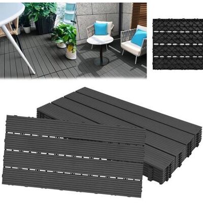 LARS360 Dalles de Jardin Clipsables en Bois Composite WPC Emboîtables Dalle Revêtement de Sol Extérieur Anthracite 30 x 60cm(1m²) Noir - Publicité LARS360 Dalles de Jardin Clipsables en Bois Composite WPC Emboîtables Dalle Revêtement de Sol Extérieur Anthracite 30 x 60cm(1m²) Noir - Publicité