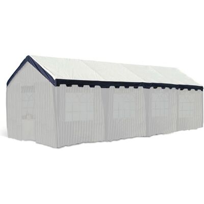 TERRE JARDIN Toit de barnum/tente réception 3x10 m PE 180 g/m² toile de rechange facile à poser - blanc/bleu Blanc - Publicité TERRE JARDIN Toit de barnum/tente réception 3x10 m PE 180 g/m² toile de rechange facile à poser - blanc/bleu Blanc - Publicité