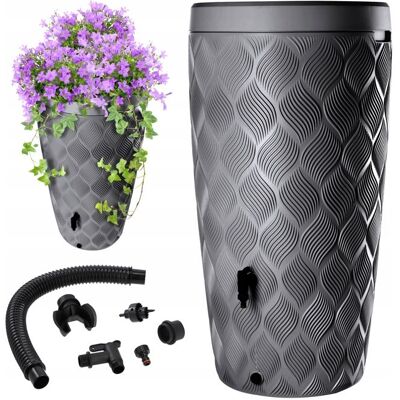 Récupérateur dEau de Pluie KADAX 240L avec Pot de Fleur et Robinet Gris - Publicité Récupérateur dEau de Pluie KADAX 240L avec Pot de Fleur et Robinet Gris - Publicité