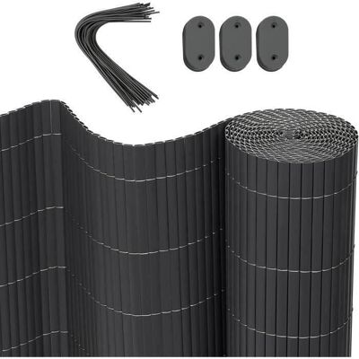 WOLTU Canisse PVC pour jardin balcon terrasse. Balcon clôture brise-vent. Stores Balcon. Brise vue 500x160cm. Gris Gris - Publicité WOLTU Canisse PVC pour jardin balcon terrasse. Balcon clôture brise-vent. Stores Balcon. Brise vue 500x160cm. Gris Gris - Publicité