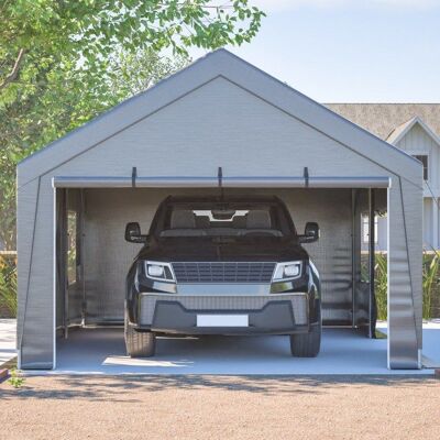 VVBV Garage de Tente 6x4x3m avec Bâche Imperméable Portes Enroulables Protection UV Abri de Voiture et Jardin avec Fenêtres Gris Gris - Publicité VVBV Garage de Tente 6x4x3m avec Bâche Imperméable Portes Enroulables Protection UV Abri de Voiture et Jardin avec Fenêtres Gris Gris - Publicité