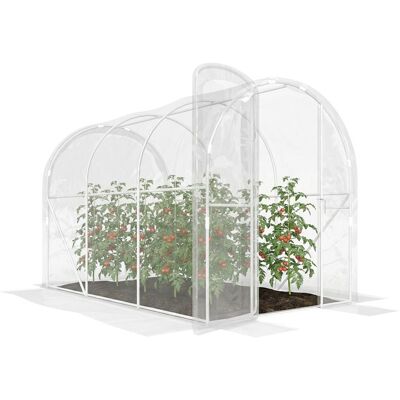 Serre de jardin tunnel - Outsunny - 3 x 2 x 2 m 6 m² avec porte à charnières bâche en PE 150 g/m² pour Légumes Plantes Fleurs Blanc - Publicité Serre de jardin tunnel - Outsunny - 3 x 2 x 2 m 6 m² avec porte à charnières bâche en PE 150 g/m² pour Légumes Plantes Fleurs Blanc - Publicité