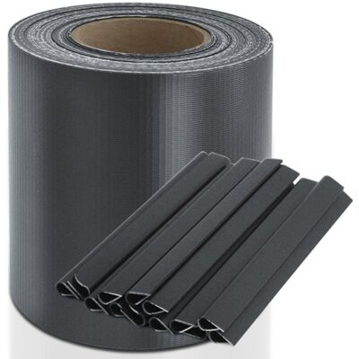 KARAT Écran dintimité PVCBandes Brise-VueRouleau de 35 mètres Occultant 20 Clips de Fixation Inclus Anthracite Noir - Publicité KARAT Écran dintimité PVCBandes Brise-VueRouleau de 35 mètres Occultant 20 Clips de Fixation Inclus Anthracite Noir - Publicité