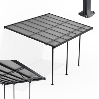 Juskys Pergola Borneo 4x3 m aluminium anthracite toit polycarbonate double paroi protection UV terrasse Gris - Publicité Juskys Pergola Borneo 4x3 m aluminium anthracite toit polycarbonate double paroi protection UV terrasse Gris - Publicité
