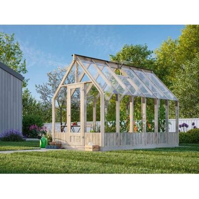 Serre E_milia Gris PALMAKO - 8,2 m² avec ventilation automatique du toit - Publicité Serre E_milia Gris PALMAKO - 8,2 m² avec ventilation automatique du toit - Publicité