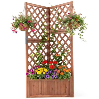 Jardinière Extérieur avec Treillis COSTWAY Trous de Drainage Bac à Plantes en Bois Surélevé pour Plantes Grimpantes Fleurs Brun Marron - Publicité Jardinière Extérieur avec Treillis COSTWAY Trous de Drainage Bac à Plantes en Bois Surélevé pour Plantes Grimpantes Fleurs Brun Marron - Publicité