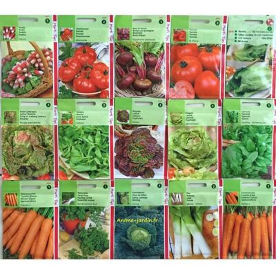 Lot de 20 paquets de graines de légumes - Publicité Lot de 20 paquets de graines de légumes - Publicité