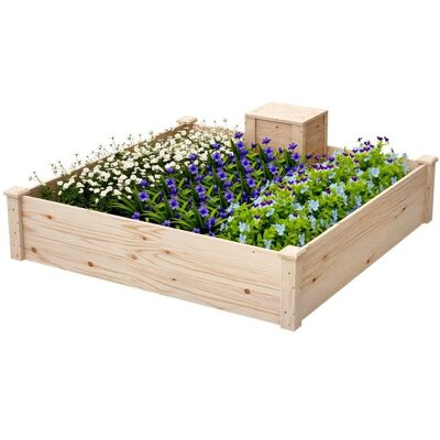 Jardinière - Outsunny - avec bac à compost - design à fond ouvert - pour légumes fleurs - en bois - 123 x 123 x 25 5 cm bois naturel Beige - Publicité Jardinière - Outsunny - avec bac à compost - design à fond ouvert - pour légumes fleurs - en bois - 123 x 123 x 25 5 cm bois naturel Beige - Publicité
