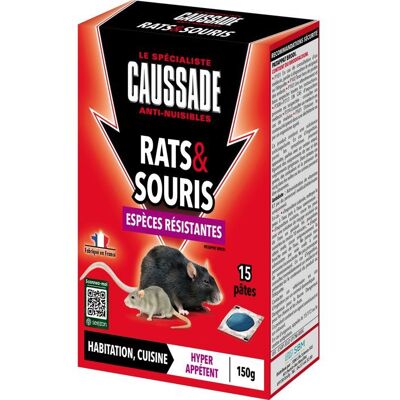 Anti rats & souris - CAUSSADE - Espèces résistantes - 15 sachets pâtes - Une ingestion suffit - Publicité Anti rats & souris - CAUSSADE - Espèces résistantes - 15 sachets pâtes - Une ingestion suffit - Publicité