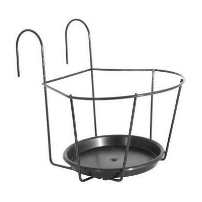 Porte pot pour balcon avec soucoupe - Plastique/Métal - Gris anthrracite - Rond - 25 x 25 cm - ARTEVASI Gris - Publicité Porte pot pour balcon avec soucoupe - Plastique/Métal - Gris anthrracite - Rond - 25 x 25 cm - ARTEVASI Gris - Publicité