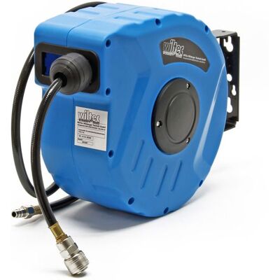 Wiltec Dévidoir automatique avec tuyau 10 m 425 x 145 x 270 mm Montage mural En PP Enrouleur de tuyau pneumatique 8 bar Pivotab Bleu - Publicité Wiltec Dévidoir automatique avec tuyau 10 m 425 x 145 x 270 mm Montage mural En PP Enrouleur de tuyau pneumatique 8 bar Pivotab Bleu - Publicité