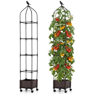 Jardinière sur Roulettes Verrouillables COSTWAY Treillis pour Plantes Grimpantes Hauteur Réglable 95-200 cm Arrosage Automatique Noir - Publicité Jardinière sur Roulettes Verrouillables COSTWAY Treillis pour Plantes Grimpantes Hauteur Réglable 95-200 cm Arrosage Automatique Noir - Publicité