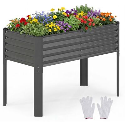 Jardinière Surélevée sur Pieds COSTWAY en Métal Galvanisé 118 x 60 x 78CM Plantation pour Légumes Fleurs Fruits Charge 50KG Gris - Publicité Jardinière Surélevée sur Pieds COSTWAY en Métal Galvanisé 118 x 60 x 78CM Plantation pour Légumes Fleurs Fruits Charge 50KG Gris - Publicité