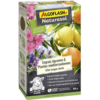 Engrais Agrumes plantes méditerranéennes - Engrais dorigine naturelle - Longue durée - 800 g - UAB - ALGOFLASH NATURASOL - Publicité Engrais Agrumes plantes méditerranéennes - Engrais dorigine naturelle - Longue durée - 800 g - UAB - ALGOFLASH NATURASOL - Publicité