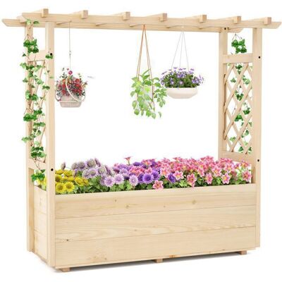 COSTWAY Jardinière Surélevé en Pin avec Treillis pour Plantes Grimpantes Fleurs Herbes Légumes Toit Suspendu 115 x 40 x 103 cm Beige - Publicité COSTWAY Jardinière Surélevé en Pin avec Treillis pour Plantes Grimpantes Fleurs Herbes Légumes Toit Suspendu 115 x 40 x 103 cm Beige - Publicité