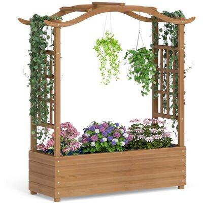 Jardinière Surélevée en Bois Massif COSTWAY Toit Suspendu 2 Treillis Latéraux Bac de Jardin pour Fleurs Légumes Plantes Grimpantes Marron - Publicité Jardinière Surélevée en Bois Massif COSTWAY Toit Suspendu 2 Treillis Latéraux Bac de Jardin pour Fleurs Légumes Plantes Grimpantes Marron - Publicité