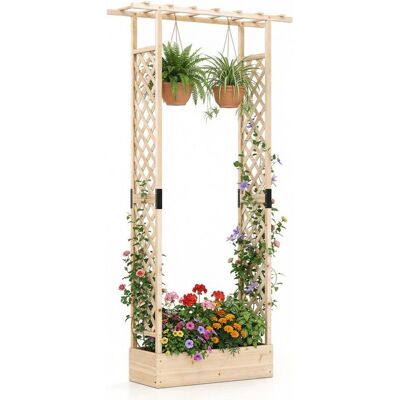 Jardinière Surélevée 110 x 35 x 227cm COSTWAY Naturel Treillis pour Plante Grimpante Toit Suspendu Bois dÉpicéa Trou de Drainage Beige - Publicité Jardinière Surélevée 110 x 35 x 227cm COSTWAY Naturel Treillis pour Plante Grimpante Toit Suspendu Bois dÉpicéa Trou de Drainage Beige - Publicité