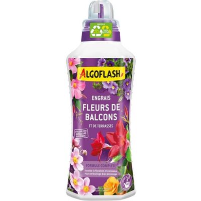Engrais fleurs - Fleurs de terrasses & balcons - Liquide - 1 L - Formule complète - UAB - ALGOFLASH - Publicité Engrais fleurs - Fleurs de terrasses & balcons - Liquide - 1 L - Formule complète - UAB - ALGOFLASH - Publicité