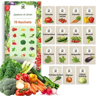 Kit de Graines de Légumes 15 Variétés-Graine Premium pour Jardin Balcon et Potager-Tomate Concombre Carotte Poivron Concombre - Publicité Kit de Graines de Légumes 15 Variétés-Graine Premium pour Jardin Balcon et Potager-Tomate Concombre Carotte Poivron Concombre - Publicité