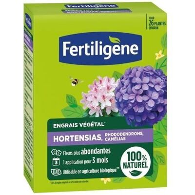 Engrais hortensias rhododendrons et camélias - FERTILIGENE - 100% naturel - UAB - Boite de 650g - Publicité Engrais hortensias rhododendrons et camélias - FERTILIGENE - 100% naturel - UAB - Boite de 650g - Publicité