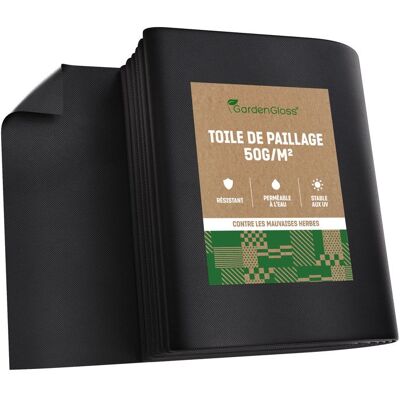 Toile anti-mauvaises herbes - GARDENGLOSS - 30m² (15x2m) - Perméable à leau - 50 g/m² - Haute stabilisation UV Noir - Publicité Toile anti-mauvaises herbes - GARDENGLOSS - 30m² (15x2m) - Perméable à leau - 50 g/m² - Haute stabilisation UV Noir - Publicité