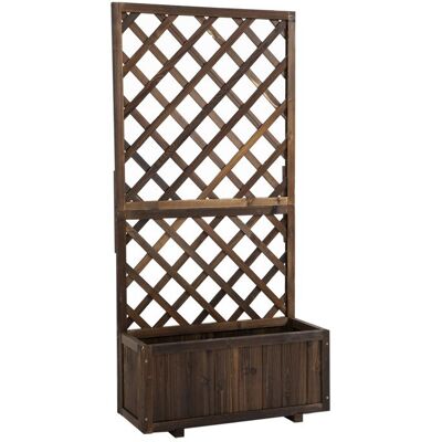 Jardinière en bois Outsunny avec treillis - 72,5L x 31,5l x 149,5H cm - Publicité Jardinière en bois Outsunny avec treillis - 72,5L x 31,5l x 149,5H cm - Publicité