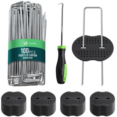 VOUNOT® 100 Agrafes jardin en U métal galvanisé avec 50 rondelles Piquets fixation 150x30mm Ø3mm pour toile paillage bâche gazon Gris - Publicité VOUNOT® 100 Agrafes jardin en U métal galvanisé avec 50 rondelles Piquets fixation 150x30mm Ø3mm pour toile paillage bâche gazon Gris - Publicité