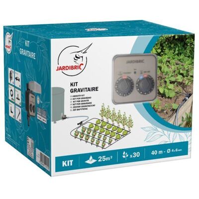 JARDIBRIC Kit darrosage goutte à goutte - 25m² couverture - Programmateur sans pression - 40m micro tuyau Ø6mm - Publicité JARDIBRIC Kit darrosage goutte à goutte - 25m² couverture - Programmateur sans pression - 40m micro tuyau Ø6mm - Publicité