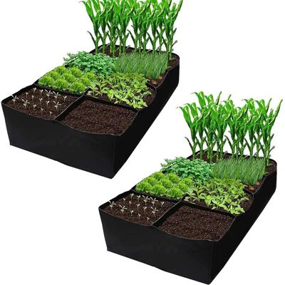 WOVTE Sacs de Culture pour Lits de Légumes Sacs de Plantation en Tissu Non-tissé Sac de Culture Rectangulaire avec 16 Grilles Divisées Noir - Publicité WOVTE Sacs de Culture pour Lits de Légumes Sacs de Plantation en Tissu Non-tissé Sac de Culture Rectangulaire avec 16 Grilles Divisées Noir - Publicité