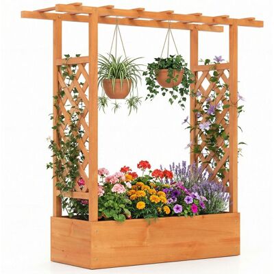 Jardinière Surélevée avec Treillis Latéraux COSTWAY pour Plante Grimpante Toit Suspendu en Bois dÉpicéa Trou de Drainage Orange Orange - Publicité Jardinière Surélevée avec Treillis Latéraux COSTWAY pour Plante Grimpante Toit Suspendu en Bois dÉpicéa Trou de Drainage Orange Orange - Publicité