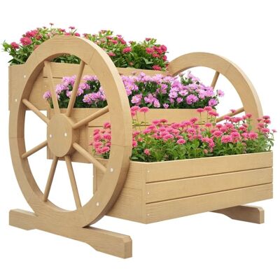 Jardinière sur pieds - Outsunny - carré potager 3 étages rustique chic 2 roues trous drainage - bois sapin - 62x61x57cm - naturel Beige - Publicité Jardinière sur pieds - Outsunny - carré potager 3 étages rustique chic 2 roues trous drainage - bois sapin - 62x61x57cm - naturel Beige - Publicité