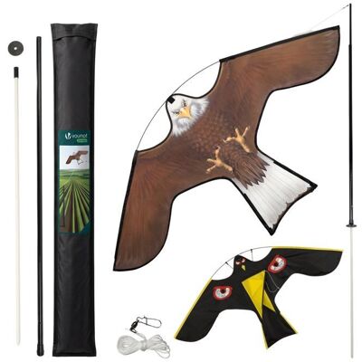 VOUNOT® Lot de 2 Cerf volant anti oiseaux effaroucheur avec mat Faucon modele B et G - Publicité VOUNOT® Lot de 2 Cerf volant anti oiseaux effaroucheur avec mat Faucon modele B et G - Publicité