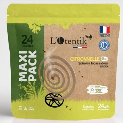 Lot de 24 spirales répulsif extérieur anti moustiques - Citronnelle bio - Publicité Lot de 24 spirales répulsif extérieur anti moustiques - Citronnelle bio - Publicité